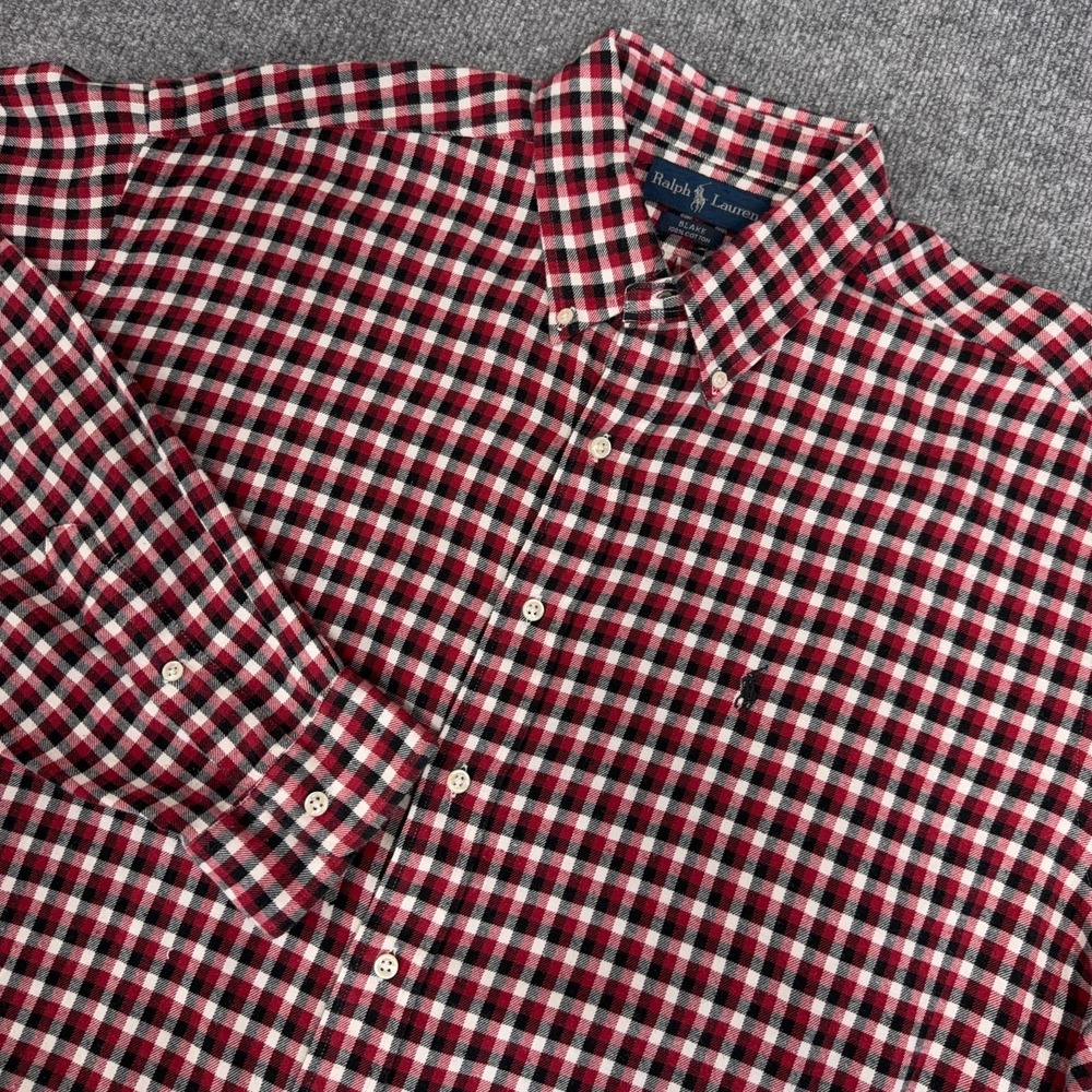 Vintage Polo Ralph Lauren Shirt Men XL Red Black Plaid Blake Oversized Flannel - Picture 1 of 9